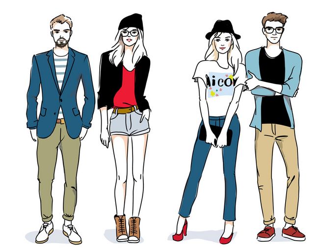 時尚服裝模特插畫圖片