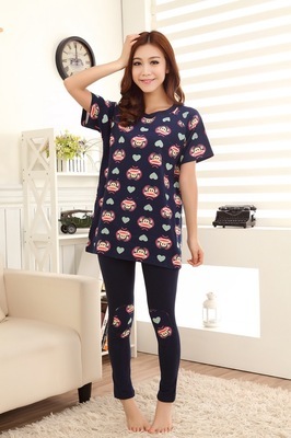 【2014春夏新款糖果色睡衣 愛心卡通短袖睡衣套裝女睡衣 日系家居服】價格,廠家,圖片,家居服、睡衣、浴袍,汕頭市潮陽區銅盂艾妮服裝廠-