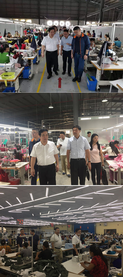 江蘇海企國際股份王遠(yuǎn)見總裁一行赴緬甸工廠考察，深化皮革制品全球銷售布局